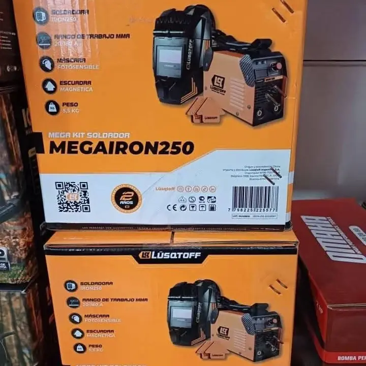 MegaIron-250 Lüsqtoff (180amper) Cmpleta escuadra y mascara