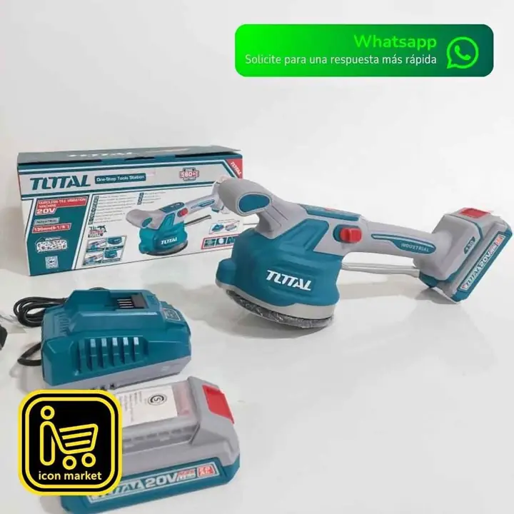 Ventosa Vibradora para Baldosas total 20v + 2 Baterías 2.0ah y cargador