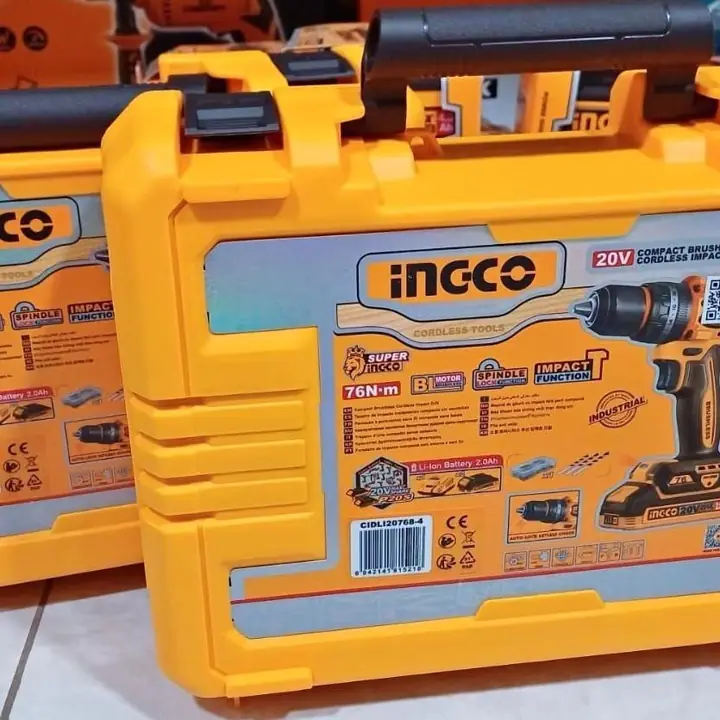 Taladro ator percutor 76nm.2bat cargador maletín ingco