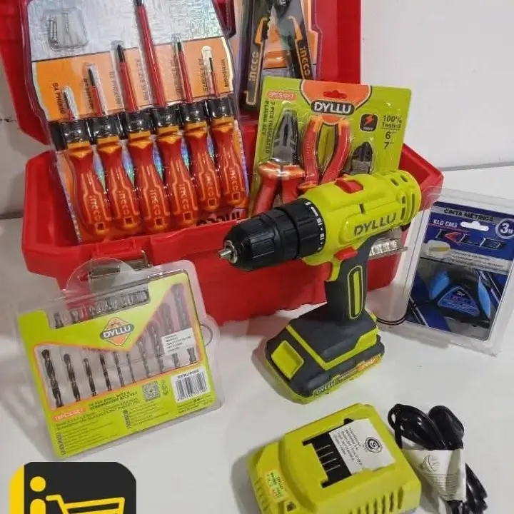 Caja de herramientas+ taladro 12v dyllu