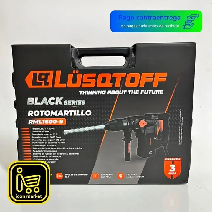 Rotomartillo demoledor percutor 1600w encastre DSD Max lusqtoff serie black