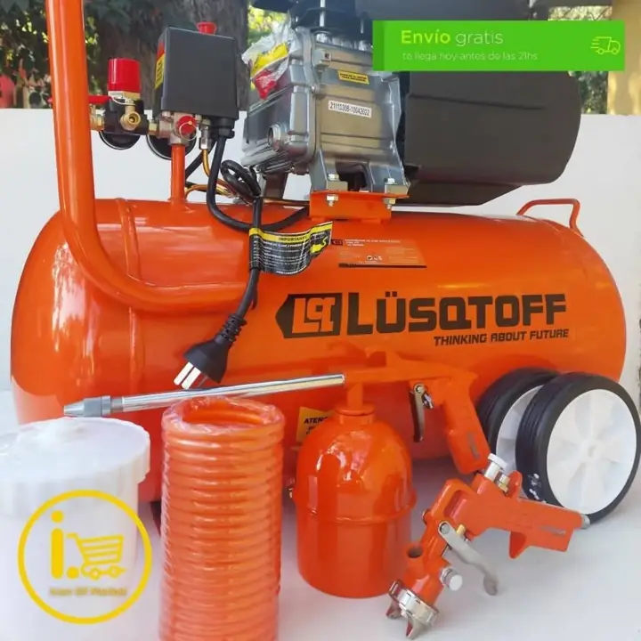 Cmpresor de 50 litros y tres accesorios de kit lusqtoff