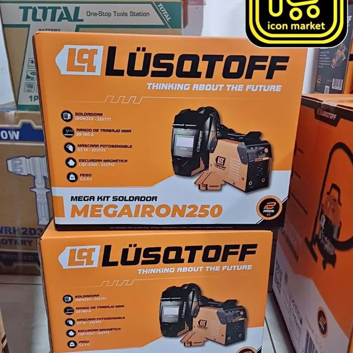 Soldadora Inverter 180A + Mascara Fotosensible + 2 Escuadras MegaIron250 LUSQTOFF