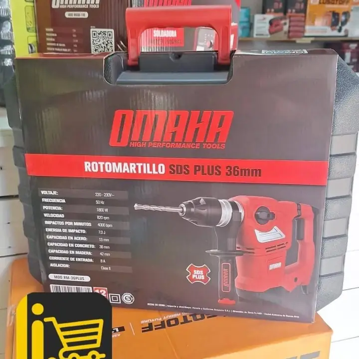 Rotomartillo taladro percutor 36mm 1800w + mechas + maletín