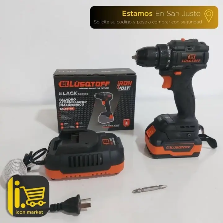 Taladro Atornillador Inalámbrico 18V Lusqtoff BLACK Series + 1 batería 4.0Ah + Cargador