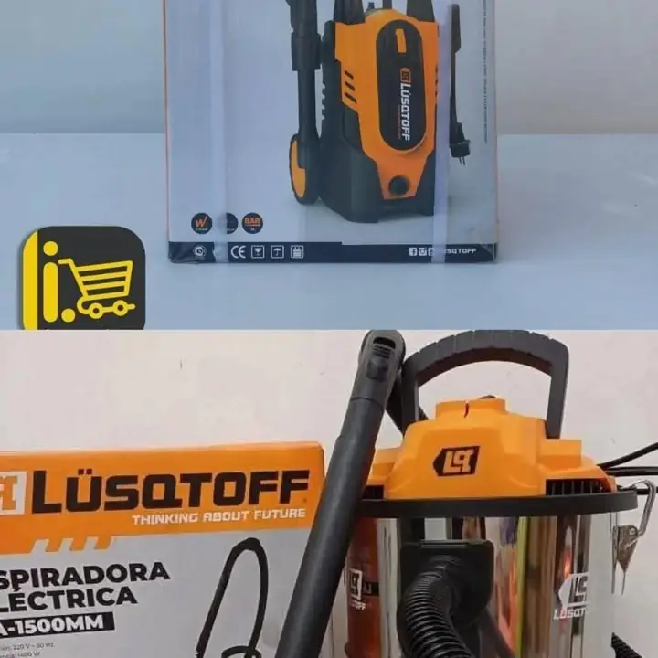 Combo hidrolavadora 105 bar 1200w y aspiradora 15 litros 1400w inoxidable lusqtoff