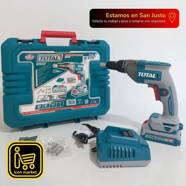 Atornillador para durlok inalámbricos 2 batería cargador puntas y maletín total