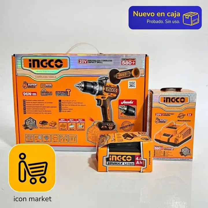 Taladro ator percutor 96nm 1bateria4ah cargador ingco