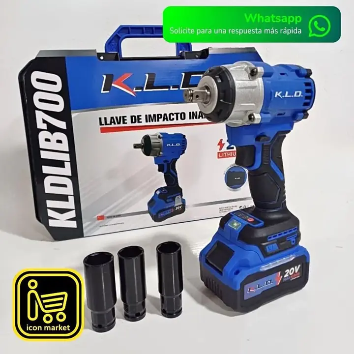 Llave de impacto 700nm 1 bat4ah cargador tubos y maletín KLD