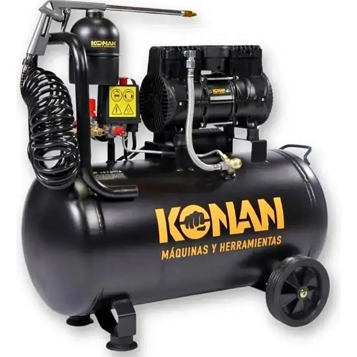 Compresor 50Lts 2Hp sin Aceite KONAN + 3 Accesorios