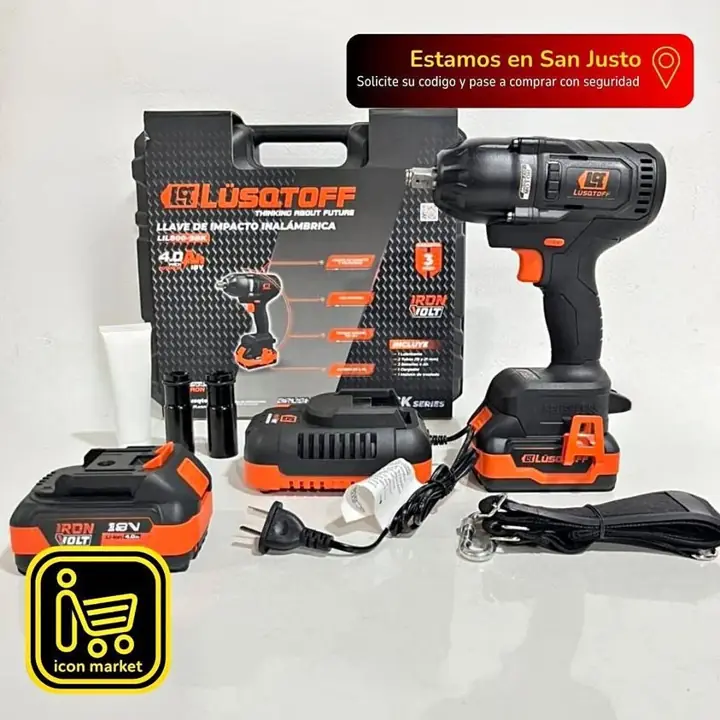Llave de impacto Inalámbrico 750Nm. 18v Brushless iron black series lusqtoff
