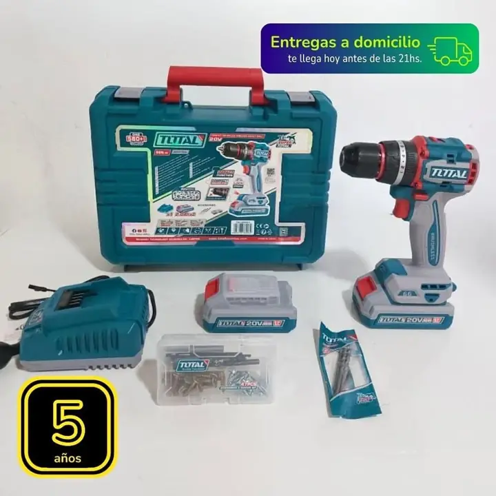 Taladro ator percutor 66nm 2bat2ah cargador accesorios y maletín total
