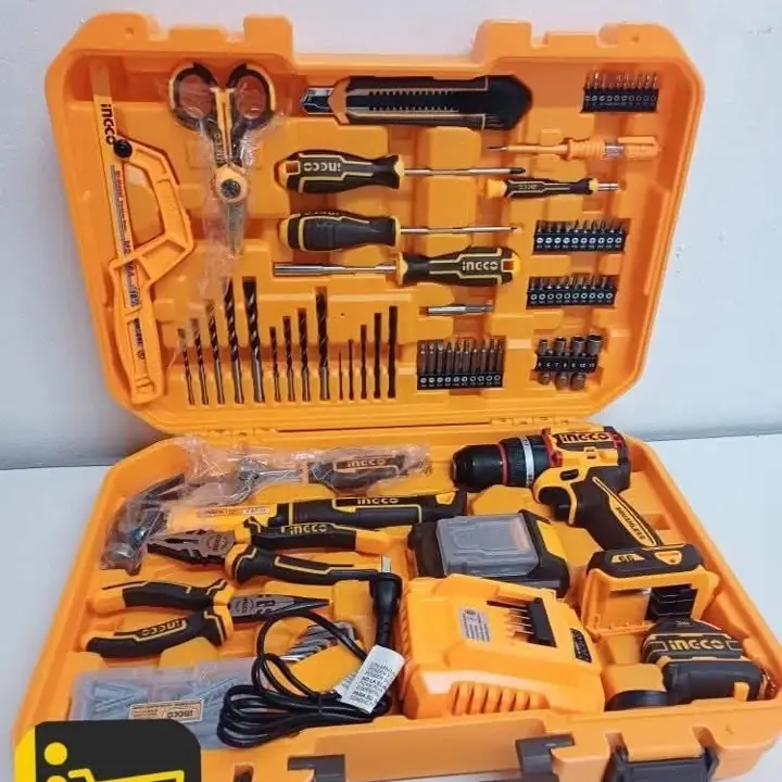 Set completo de herramientas + taladro percutor inalámbrico 66nm mandril 13mm + batería 20v
