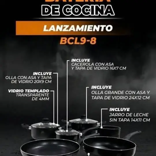 Batería de cocina 9 piezas