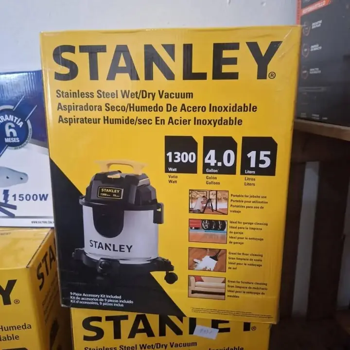 Aspiradora sopladora Stanley 15 lts 1300w líquido y polvo