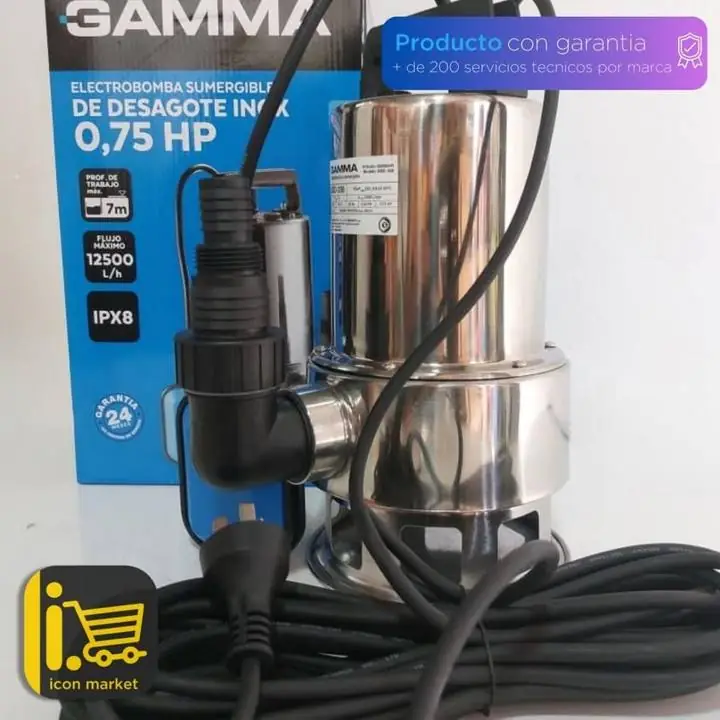 Bomba sumergible inoxidable de desagote - 0.75hp - 12.500 L/hora