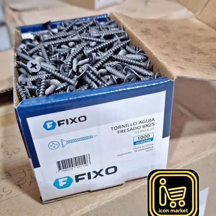 Combo x 1.000 Tornillo autoperforante Trompeta #6x 25mmL p-aguja Durlock Rosca fina FB