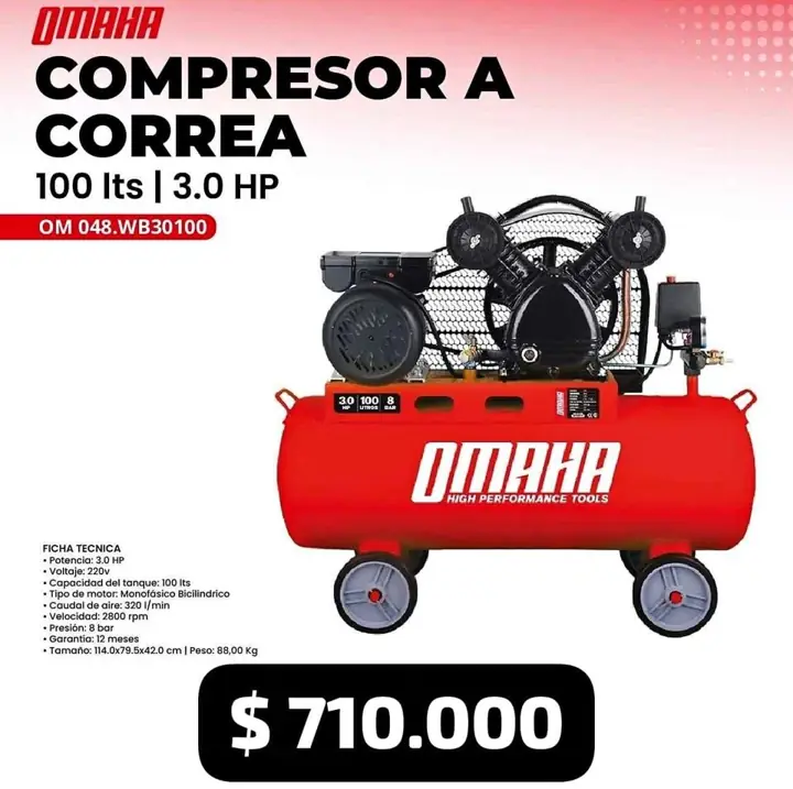 Compresor 100litros con correa envio gratis