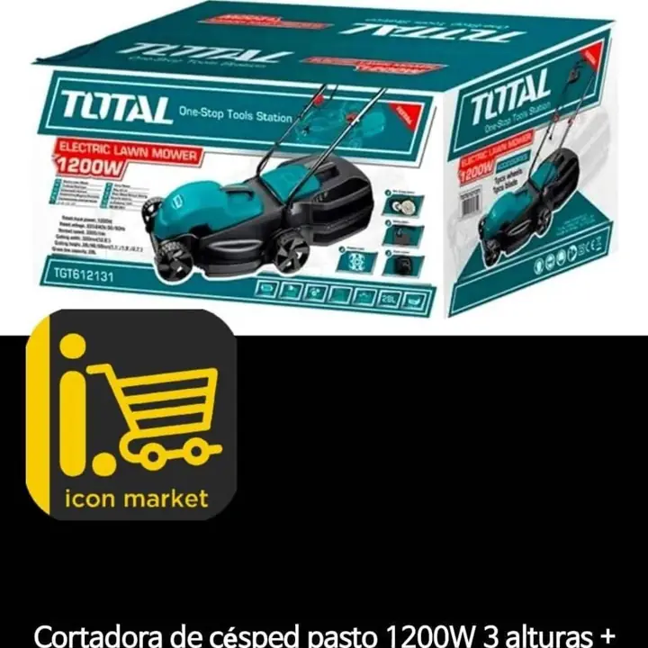 Cortadora de cesped 1200w tres altura+bolsa recolectora 220v total