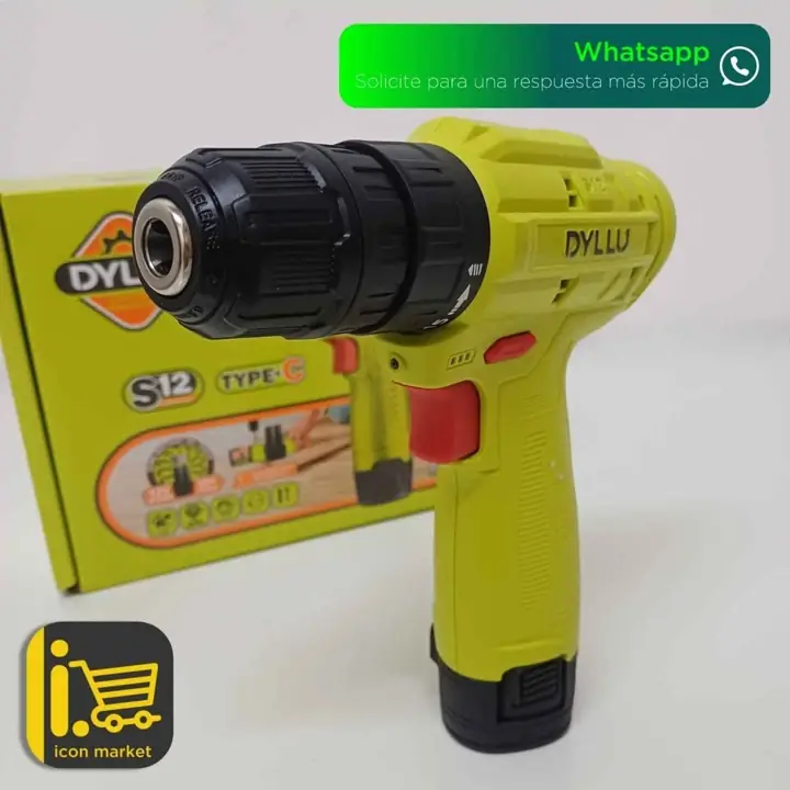 Taladro Atornillador Inalambrico bateria 12V mandril 10mm con Puerto Type-C | Compacto y Potente