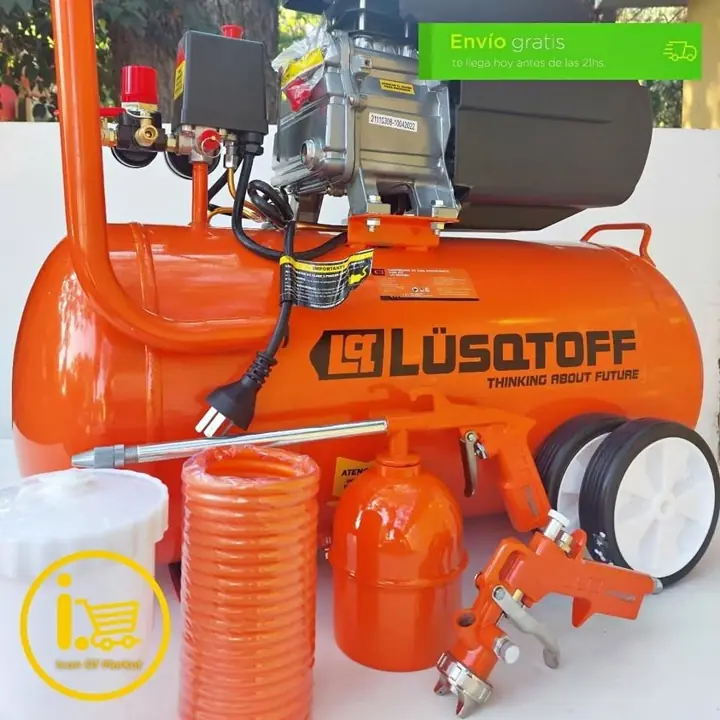 Compresor de 50 litros 2.5hp + kit de 5 piezas lusqtoff