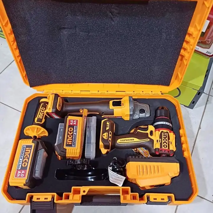Taladro Percutor Atornillador 66nm 20v + Amoladora Inalámbrica 20v 115mm (1000w ) + Accesorios INGC