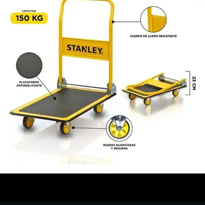 Carro plataforma de 4 ruedas 150 kilos plegable Stanley