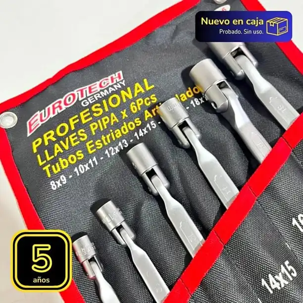 Juego de Llaves Pipa Eurotech x6 Piezas Uso Profesional