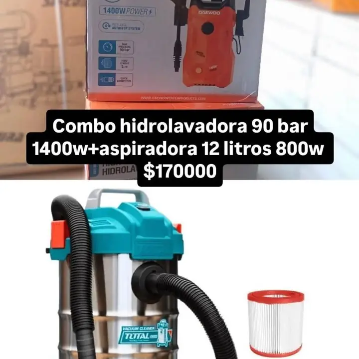 Aspiradora 12litros 800w + hidrolavadora 90 bar 1400w Daewoo