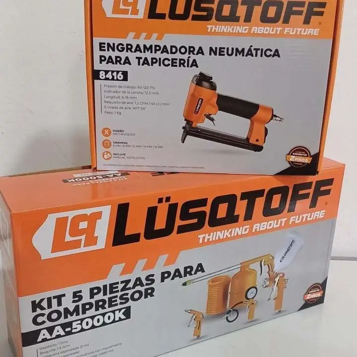 Engrampadora tapicería neumática lusqtoff+ kit 5 piezas lusqtoff