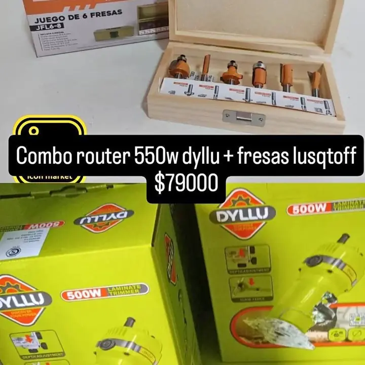 Combo router 500w dyllu+ fresas lusqtoff