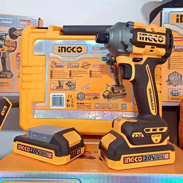 Atornillador de Impacto Ingco 20V Brushless + 2 baterías 2.0Ah + Cargador y Maletín