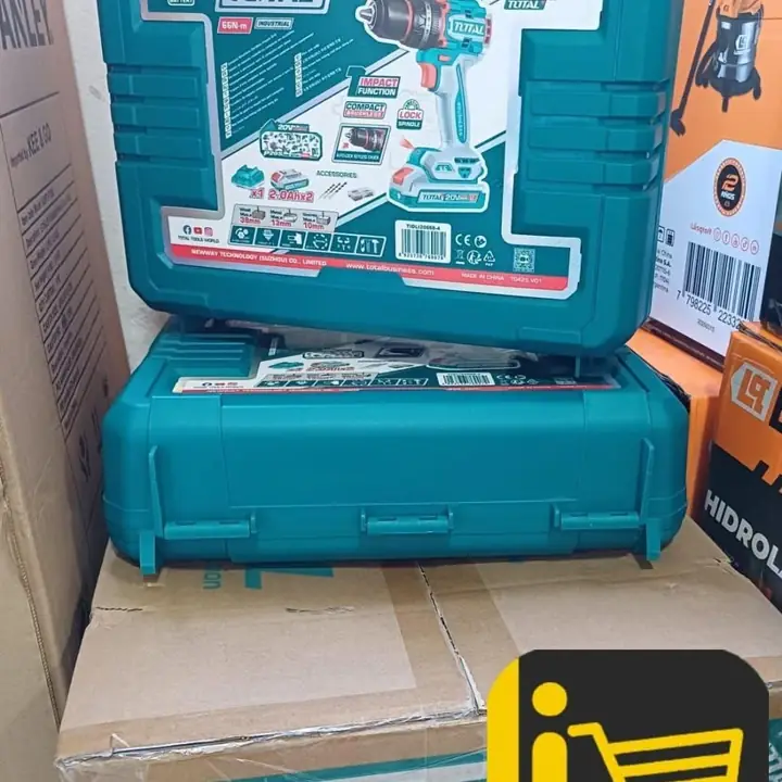 Taladro Ator percutor 66 nm dos baterías 20 v cargador accesorios y maletín total