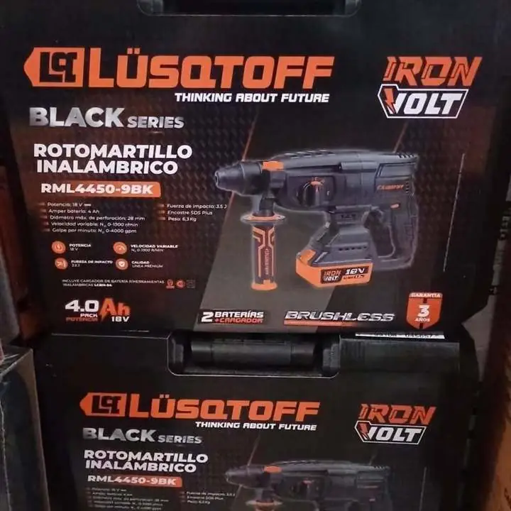 Rotomartillo inalámbrico 1 bat 4.AH 1 2.AH 18v cargador tres mechas y maletín