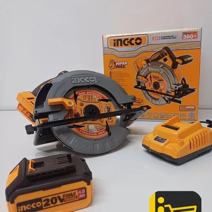 Sierra Circular Inalámbrica 20v Brushless Ingco + 1 batería de 4.0Ah y Cargador
