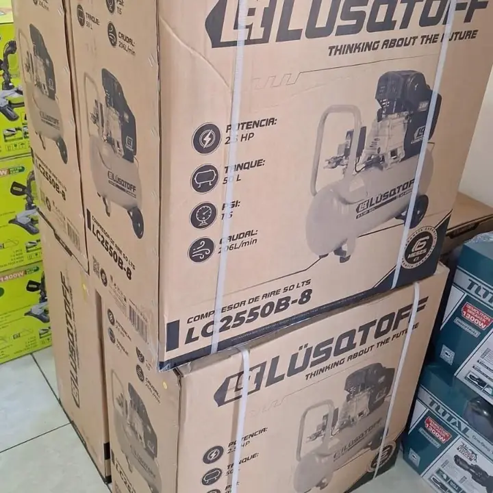 Compresor de aire 50 litros 2.5hp lusqtoff+ kit de 5 piezas