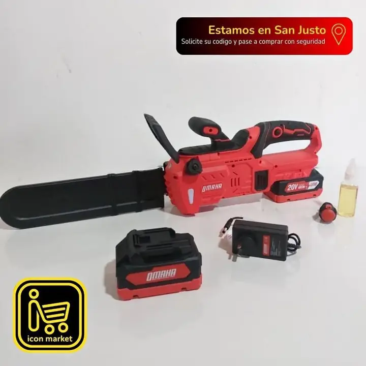 Motosierra inalámbrica omaha 20v espada 12" 30cm con accesorios