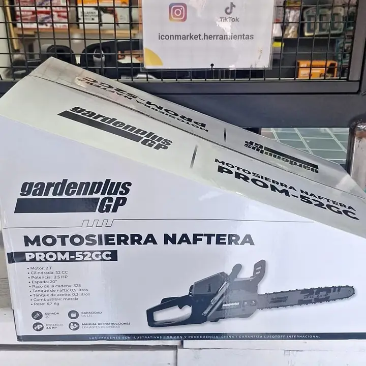 Motosierra 52cc motor 2 tiempos 50cm de espada Garden plus