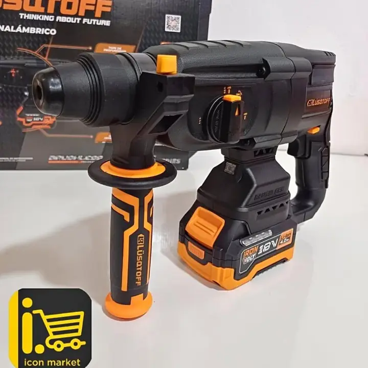 Rotomartillo Percutora Inalámbrico Lüsqtoff 18v + 2 baterías 4.0Ah + maletín + mechas