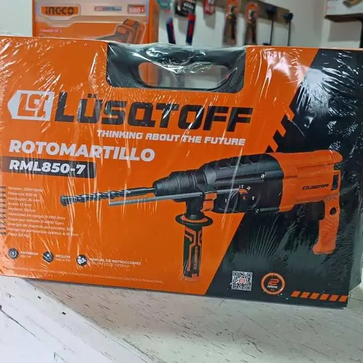 Rotomartillo taladro percutora 26mm 850w + mechas + cinceles + maletín