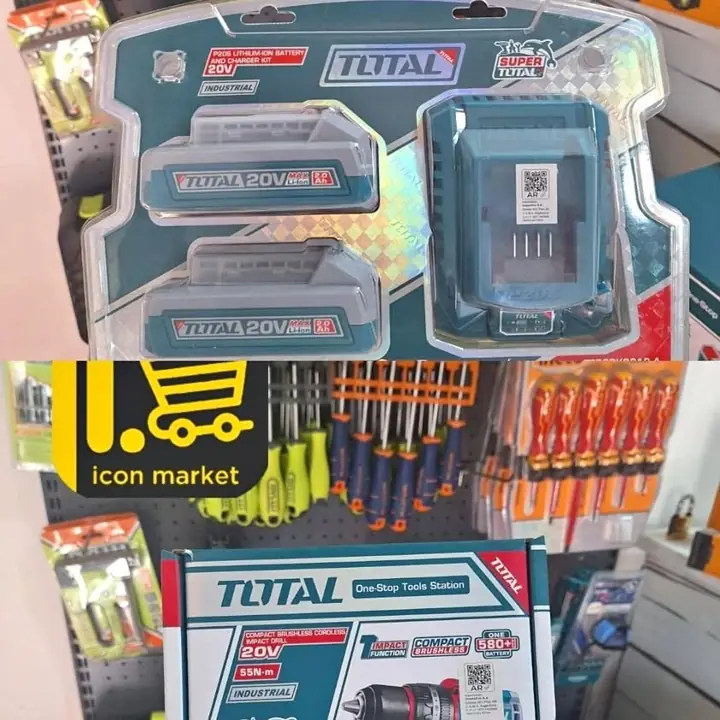 Taladro ator percutor 55nm 2bateria 2ah cargador total