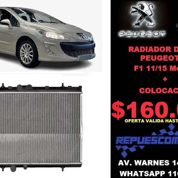 Radiador de agua Peugeot 308 motor 2.0