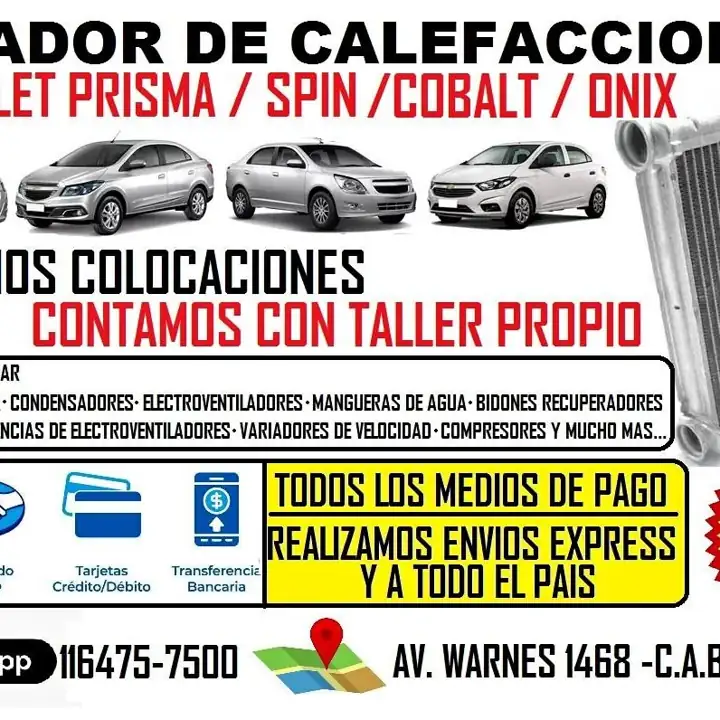 Radiador de calefaccion Chevrolet spin/prisma/onix/cobalt