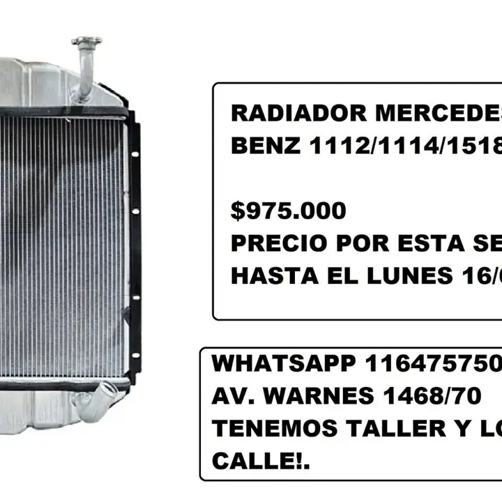 Radiador de agua mercedes benz camion 1114 /1112/1518