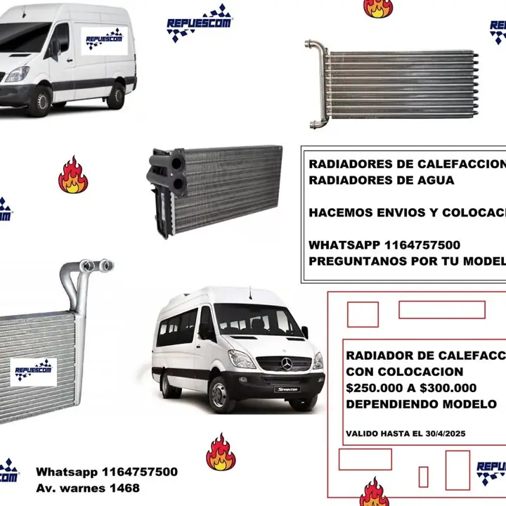 Sprinter calefactor - radiador de agua y calefaccion