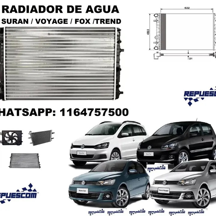 Radiador de agua suran / fox / voyage / gol trend