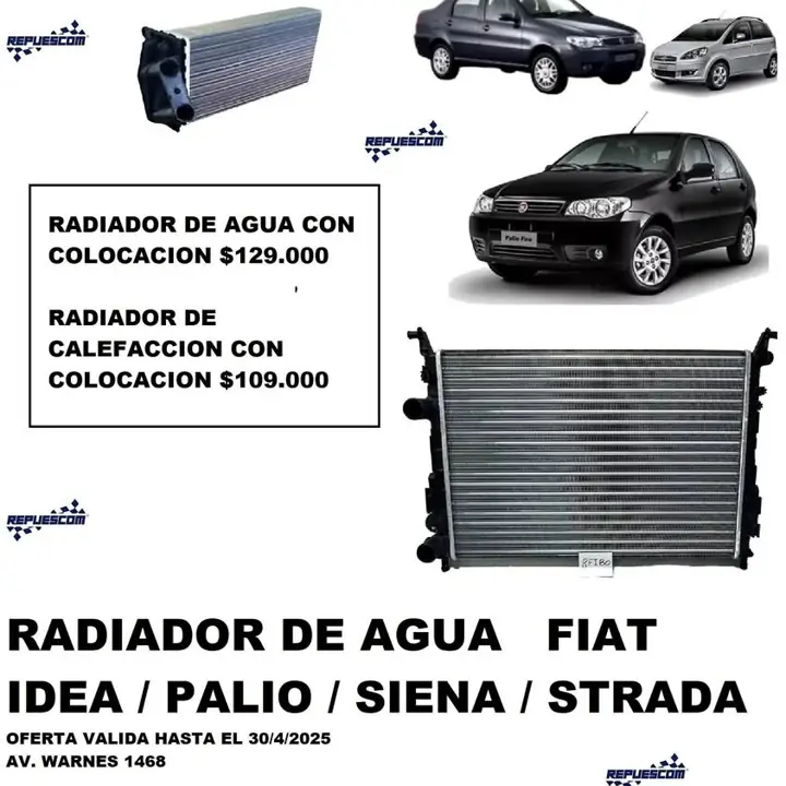 Radiador agua y calefaccion Fiat palio siena strada idea