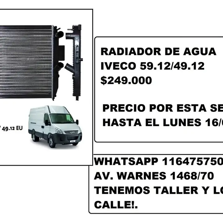 Radiador Iveco 59.12 - 49.12 - tenemos variedad de modelos