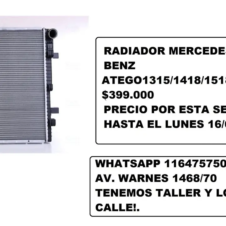 Radiador mercedes benz atego