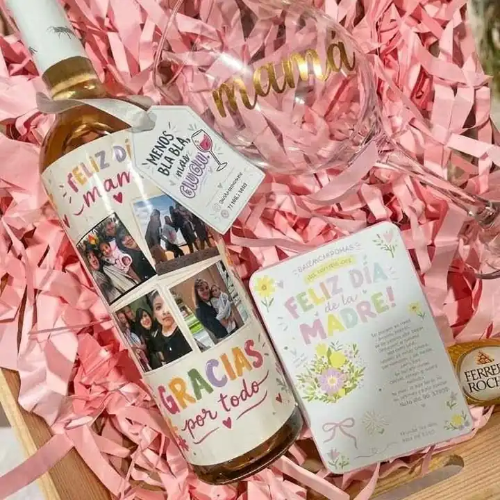 Vino personalizado copa mamá